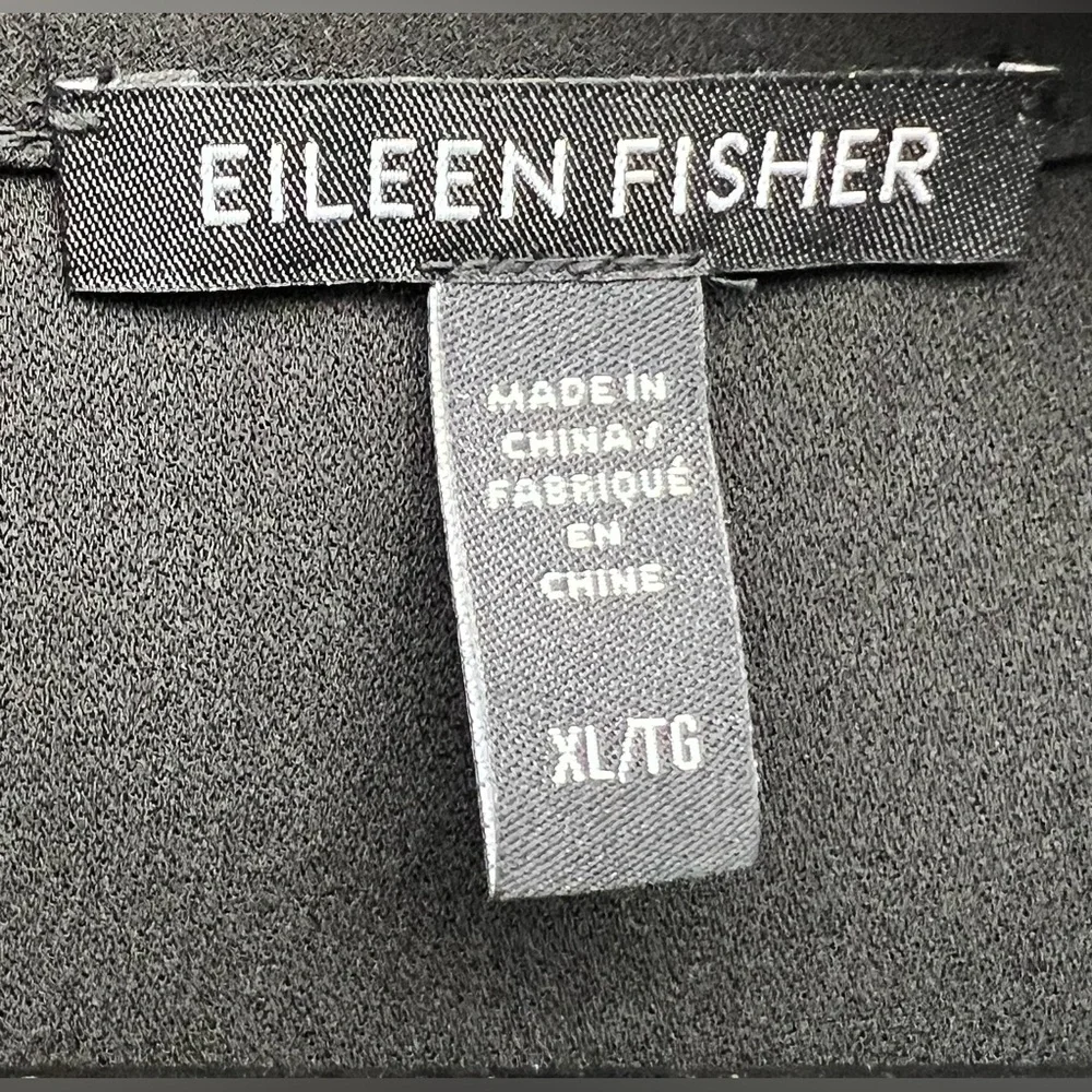 Eileen Fisher-Black Silk‎ Blouse- XLarge - Picture 2 of 4